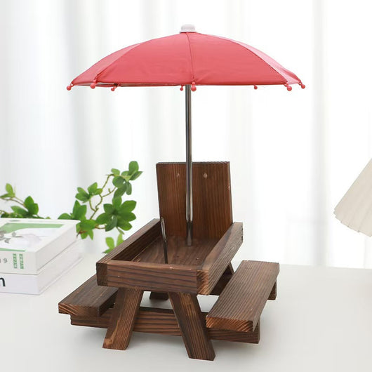 Comedero de Madera para Ardillas y Pequeños Animales con Banco - Image 10