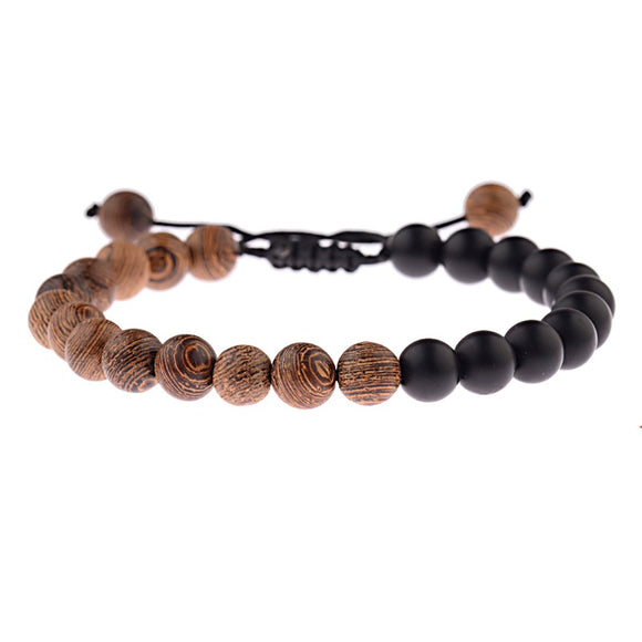 Pulsera de Yoga con Cuentas de Madera Natural para Mujer - 8mm