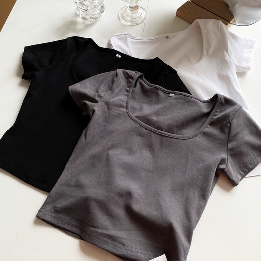 Camiseta Ajustada Manga Corta para Mujer - Top Versátil y Elegante - Image 9