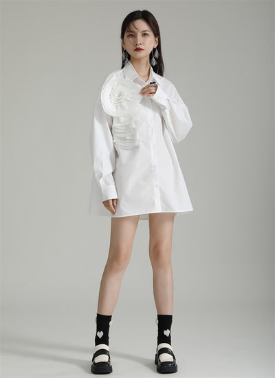 Blusa Larga con Falda Integrada - Diseño Floral 3D con Pliegues - Image 34