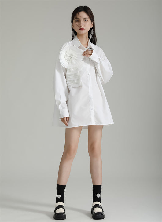 Blusa Larga con Falda Integrada - Diseño Floral 3D con Pliegues - Image 34