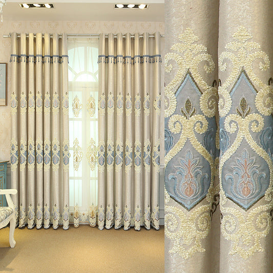Cortinas de Malla Bordada Europea para Sala y Dormitorio