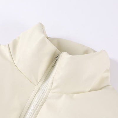 Chaqueta Acolchada de Piel Sintética con Cuello Alto para Hombre - Image 3