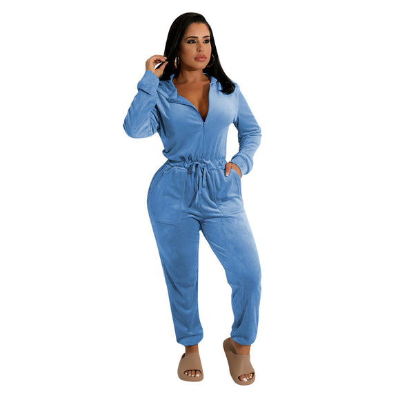 Jumpsuit Largo de Terciopelo Suelto para Mujer