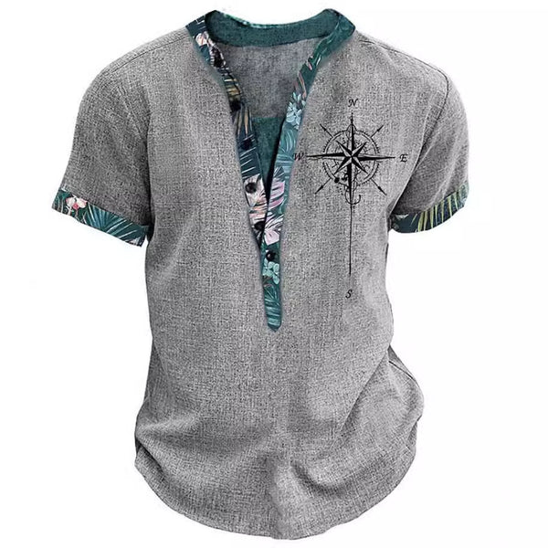 Playera Estampada 3D Estilo Europeo Americano con Botones para Jóvenes
