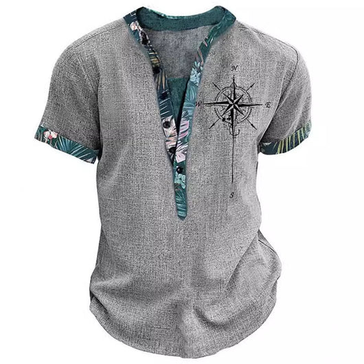 Playera Estampada 3D Estilo Europeo Americano con Botones para Jóvenes - Image 2