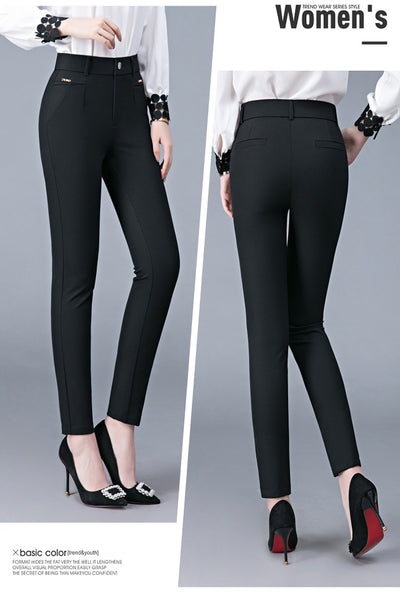 Pantalones Casuales Coreanos Cintura Alta Elásticos Ajustados Efecto Adelgazante - Image 16