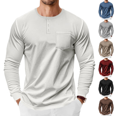 Camiseta Henley de Manga Larga para Hombre - Primavera y Otoño - Image 29