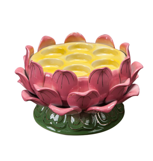 Porta Vela de Loto Cerámica - Recipiente Dharma para Meditación - Image 3