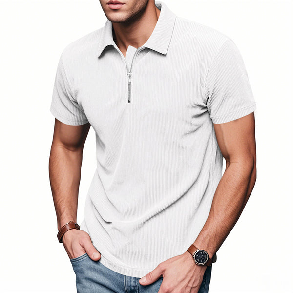 Polo Corduroy Holgado con Medio Cierre para Hombre