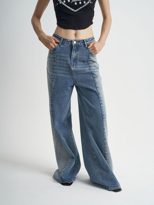 Jeans Azul Lavado Corte Holgado para Mujer - Image 7