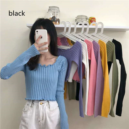 Blusa Tejida Manga Larga Delgada para Mujer - Diseño Elegante Verano - Image 13