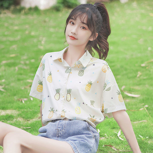 Blusa Floral Estilo Hong Kong - Camiseta Holgada de Chifón para Estudiante - Image 9