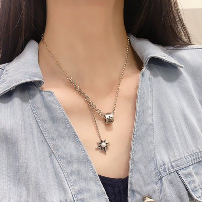 Collar Estrella de Ocho Puntas con Borla Plateada - Estilo Retro Personalizado - Image 3