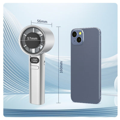 Starry Gray handheld fan with a digital display showing '100' and control buttons, featuring a sleek, modern design. - Image 3