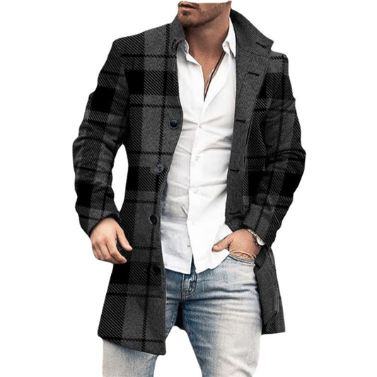 Abrigo Casual de Lana para Hombre con Cuello Alto y Bolsillos - Image 2