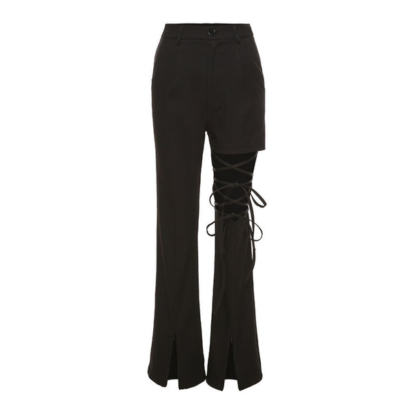 Leggins Góticos con Cordones y Cintura Alta Estilo Punk
