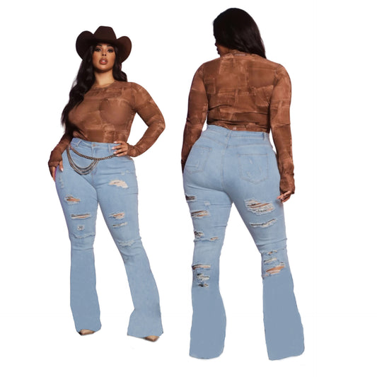 Pantalón Elástico Versátil con Detalles Rotos