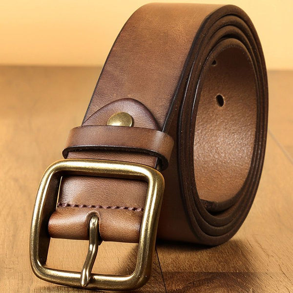Cinturón de Cuero Genuino Vintage de Diseño Premium - Versátil y Duradero