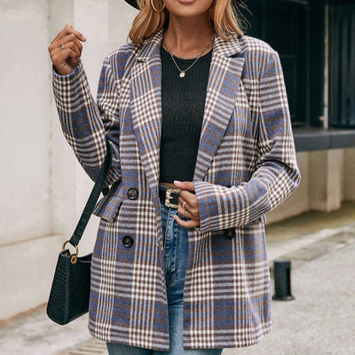 Blazer Cuadriculado Doble Botonadura - Estilo Casual Versátil - Image 11