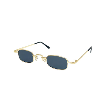 Black retro hip hop sunglasses with dark rectangular lenses and a sleek metal frame on a white background. - Image 5