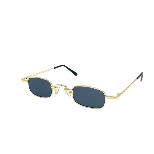 Black retro hip hop sunglasses with dark rectangular lenses and a sleek metal frame on a white background. - Image 5