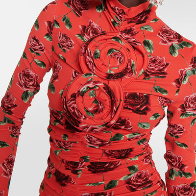 Vestido Mini Plisado con Estampado de Manga Larga - Image 3
