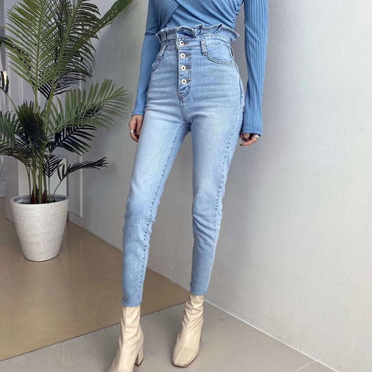 Jeans Skinny Talle Alto Cropped para Mujer