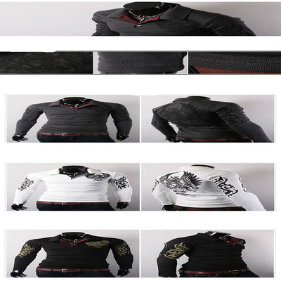 Camisa Casual para Hombre con Estampado de Águila Grande y Cuello Solapa - Image 9