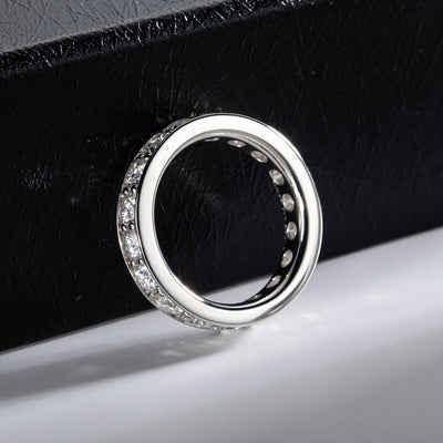 Anillo de Moissanita para Mujer Plata 925 con Diamantes en Línea Simple - Image 3