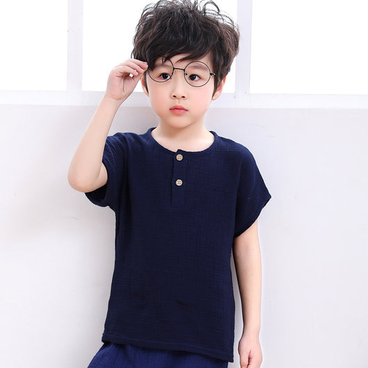 Playera Infantil de Algodón y Lino de Manga Corta - Image 7