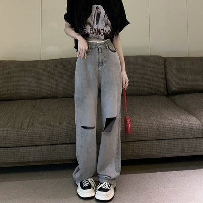 Jeans Rotos de Cintura Alta Holgados para Verano - Image 10