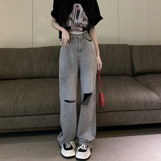 Jeans Rotos de Cintura Alta Holgados para Verano - Image 10