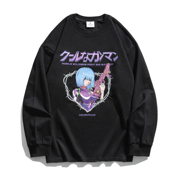 Playera Anime Pareja Manga Larga Unisex Suelta y Cómoda