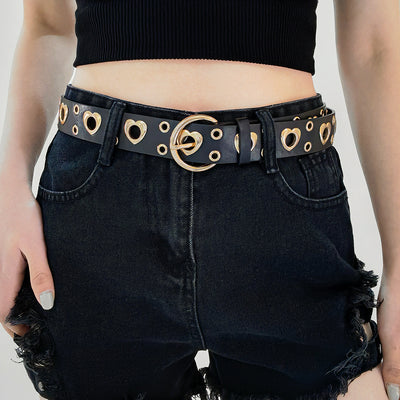 Cinturón Metal Punk para Mujer con Corazón Calado - Estilo Hip Hop Negro - Image 17