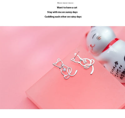 Aretes de Gato Minimalista en Aleación - Diseño Adorable para Mujer - Image 8