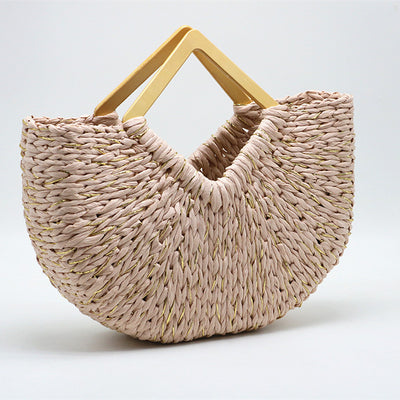 Bolsa de Mano Lunar con Asa de Madera y Paja - Image 4