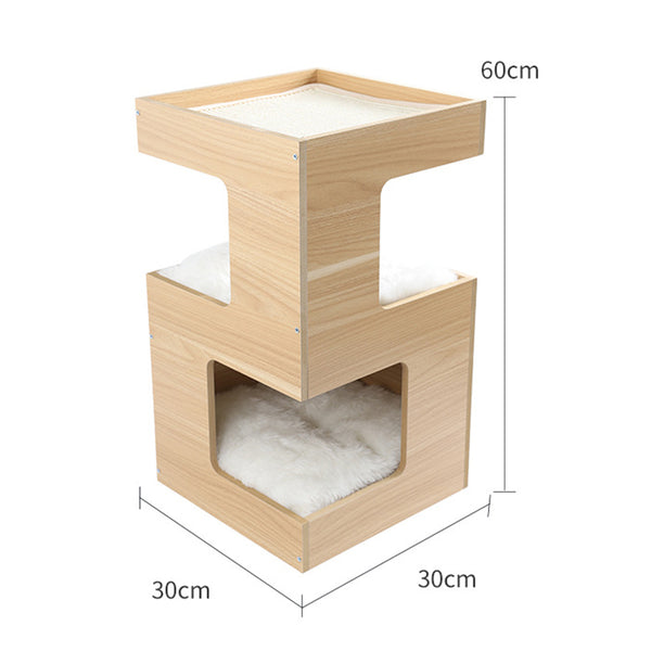 Nido para Gatos de Madera Maciza con Sisal - Diseño Modular sin Marcas