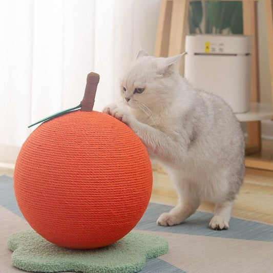 Juguete Rascador para Gatos con Cuerda de Cáñamo y Pelota Gigante
