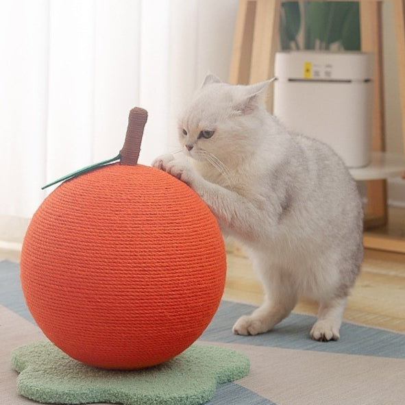 Juguete Rascador para Gatos con Cuerda de Cáñamo y Pelota Gigante