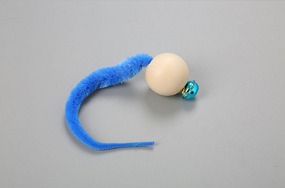 Orange plush cat toy with a wooden ball and a small golden bell, designed for cats to play and nibble. - Image 26