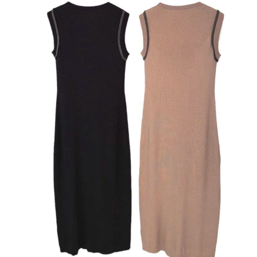 Vestido Tejido de Lana sin Mangas Cuello Redondo con Detalles de Perlas - Image 5