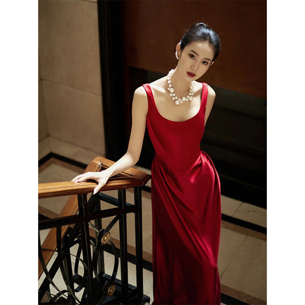 Vestido de Novia Tridimensional Rojo Vino para Brindis - Image 3