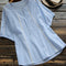 Camisa Casual de Rayas con Parches V-Neck