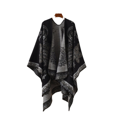 Poncho Cuadros Elegante para Viajes Invierno - Abrigo Cálido y Sofisticado - Image 5