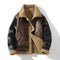 Abrigo de Invierno para Hombre con Cuero, Piel de Cordero y Acolchado Grueso