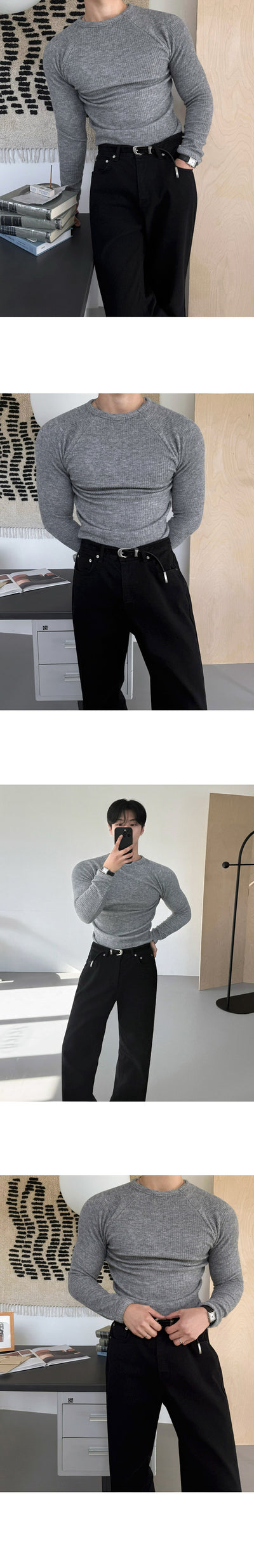 Camiseta Manga Larga Cuello Redondo Ajustada - Base Layer Otoño Hombre - Image 11