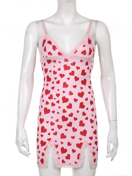 Vestido Suspenso con Estampado de Corazón Durazno Rejuvenecedor - Image 18