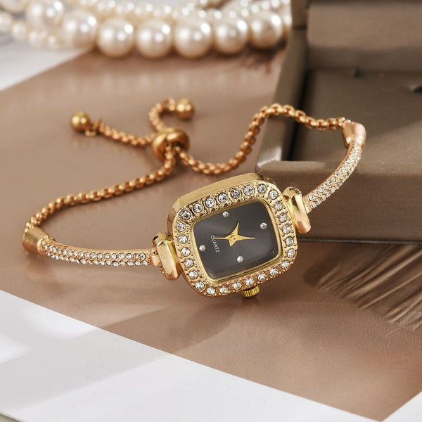 Reloj Pulsera Cuadrado con Diamantes y Diseño de Cuerda Trenzada