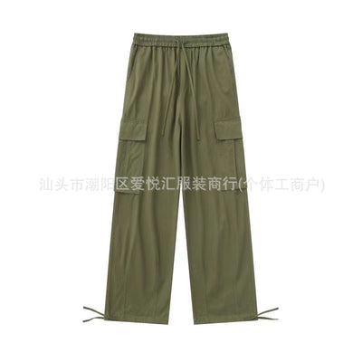 Pantalón Cargo Holgado de Pierna Recta con Múltiples Bolsillos y Cintura Ajustable - Image 9